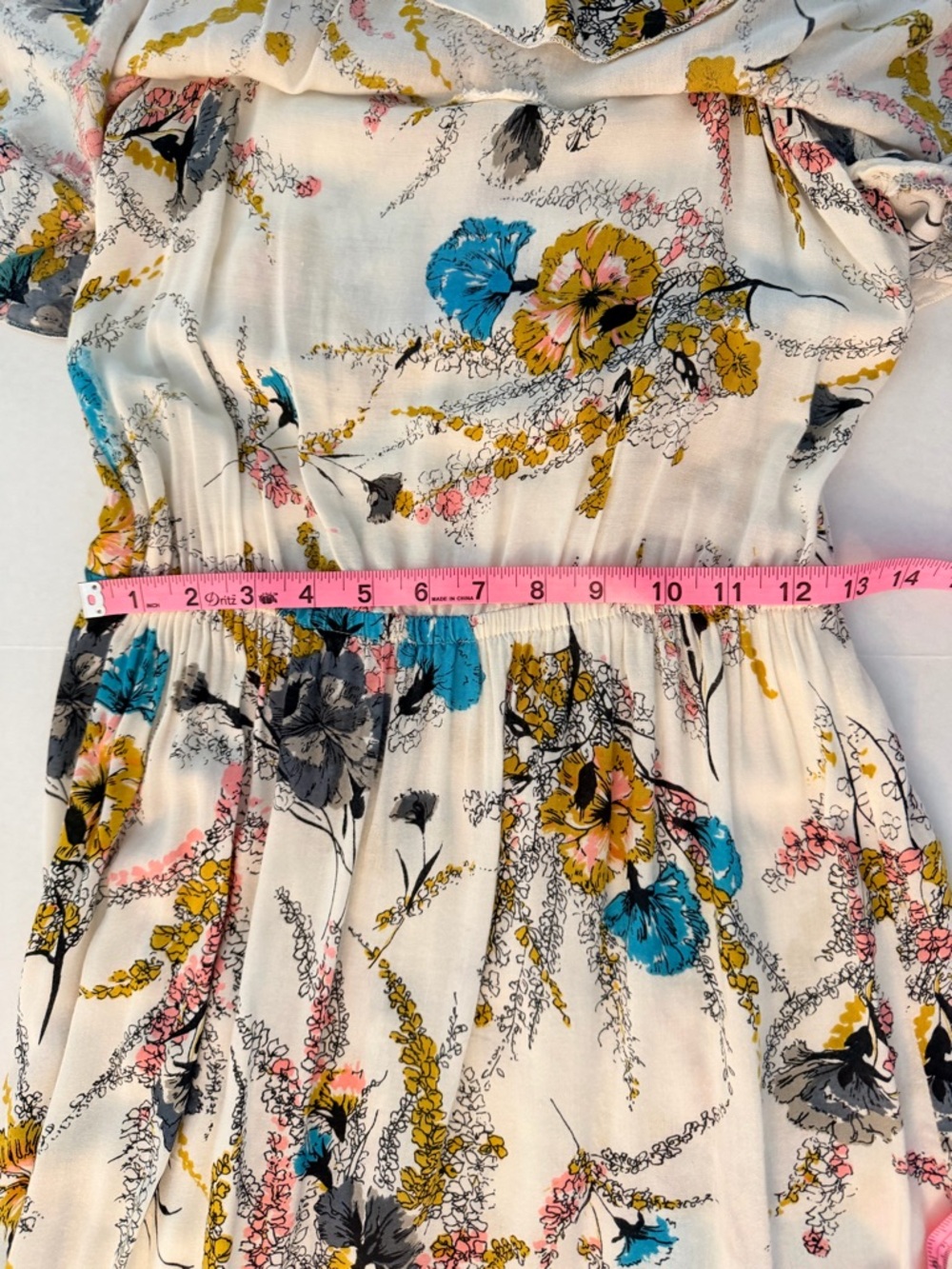 Mimi Chica Floral Pink, Blue, and Yellow Blooms Strappy Flowy Boho Midi Small - Picture 8 of 12